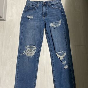 Forever 21 Ripped Crop Mom Jeans